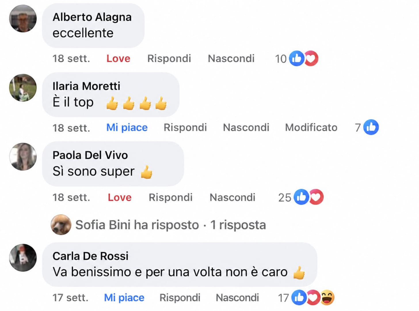 Recensione cliente Facebook