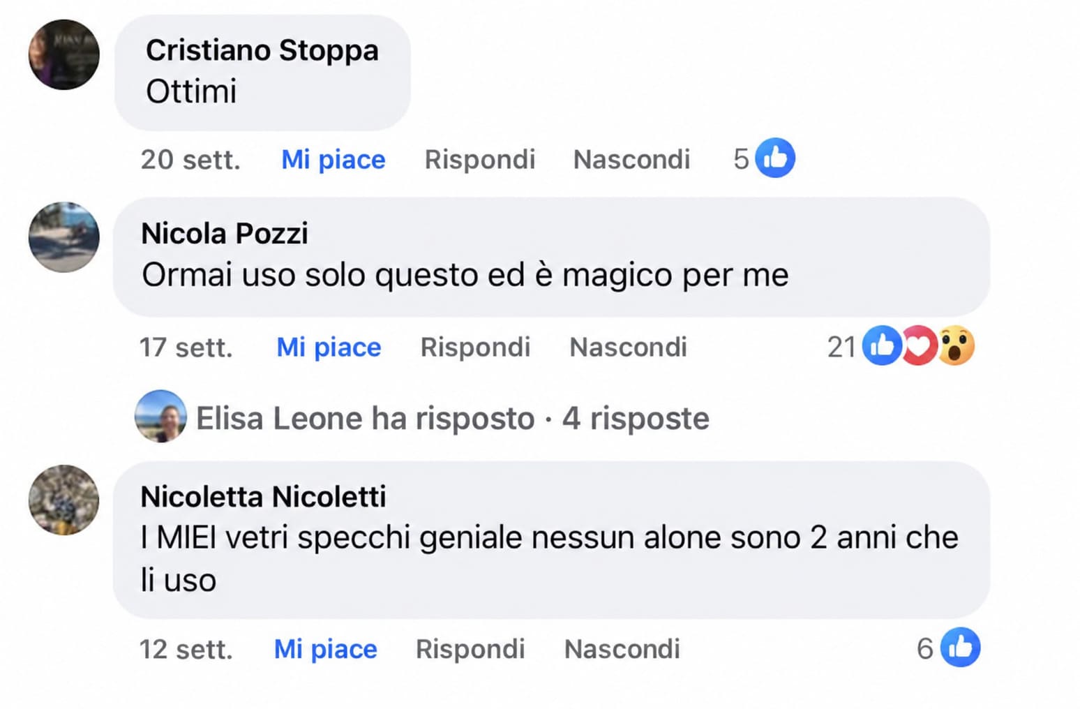Recensione cliente Facebook