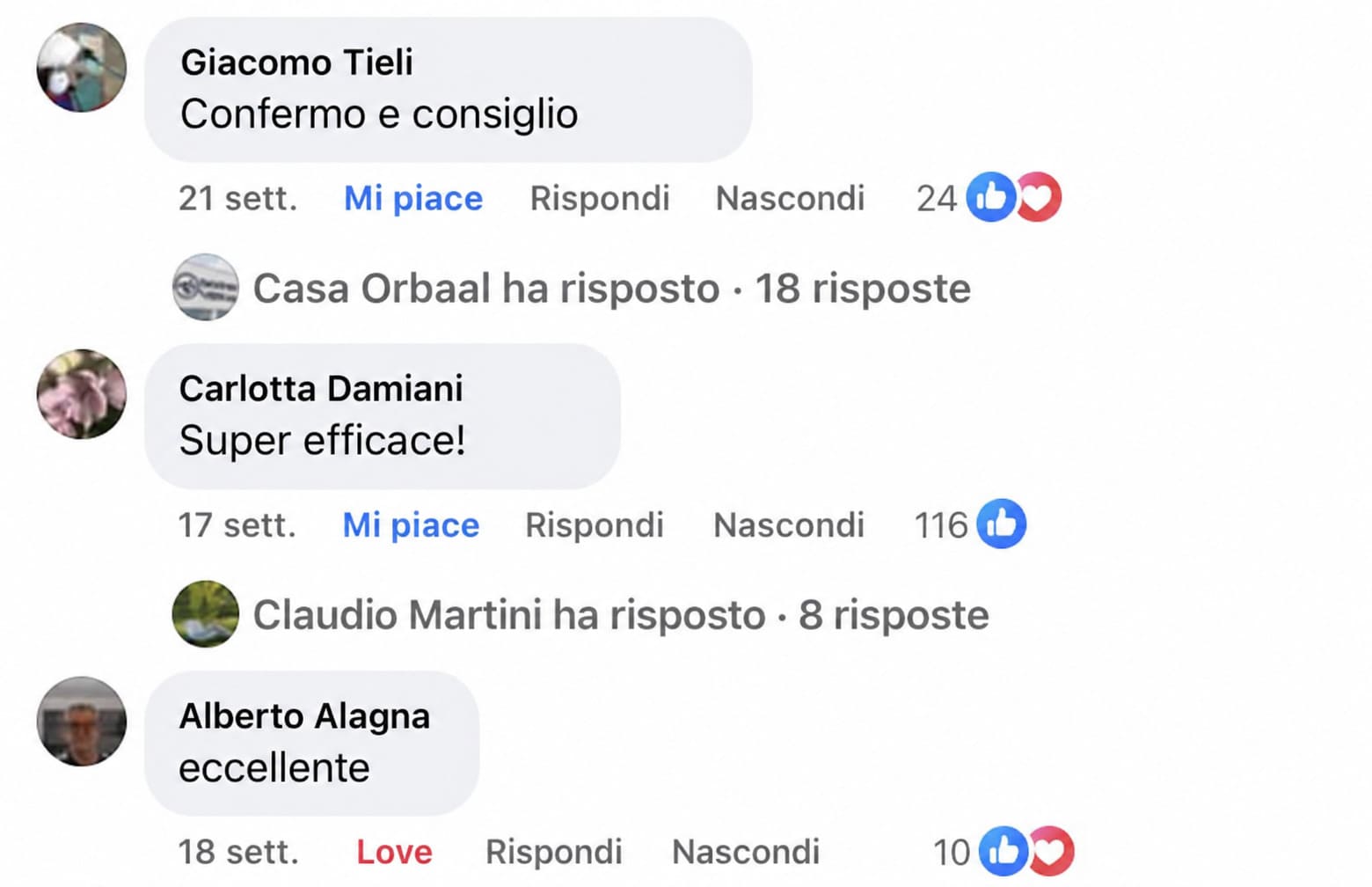 Recensione cliente Facebook
